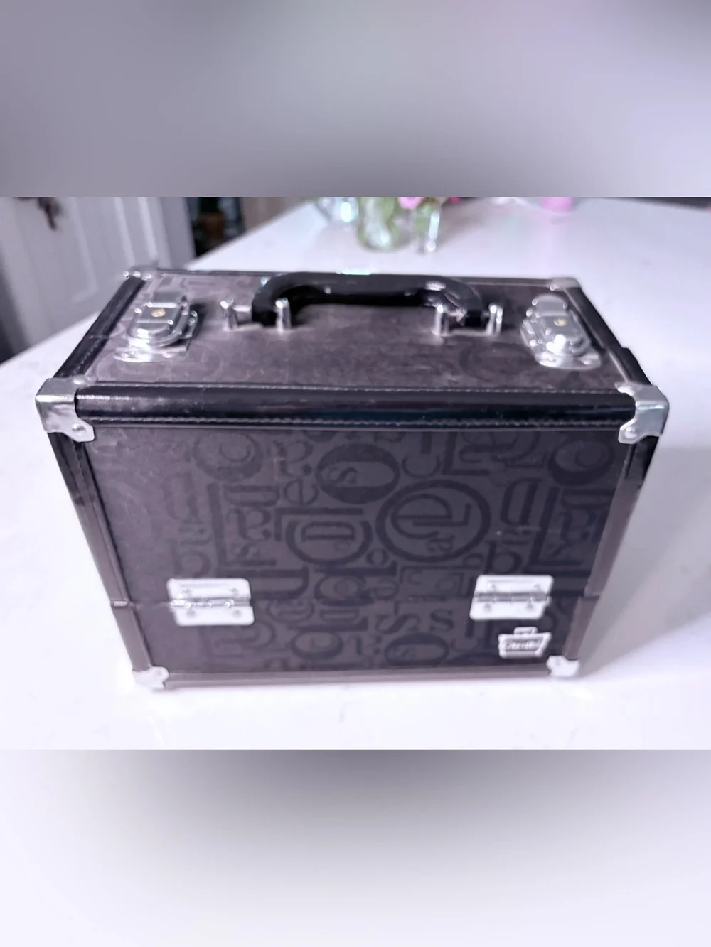 Black Caboodle Patterned Make Up Case w/Metal Hardware & Keys